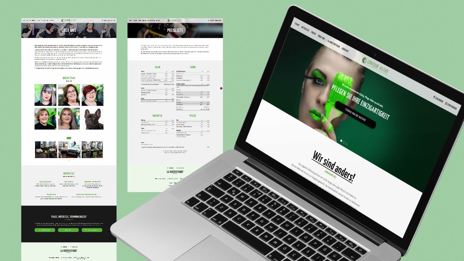 Screendesign einer Homepage